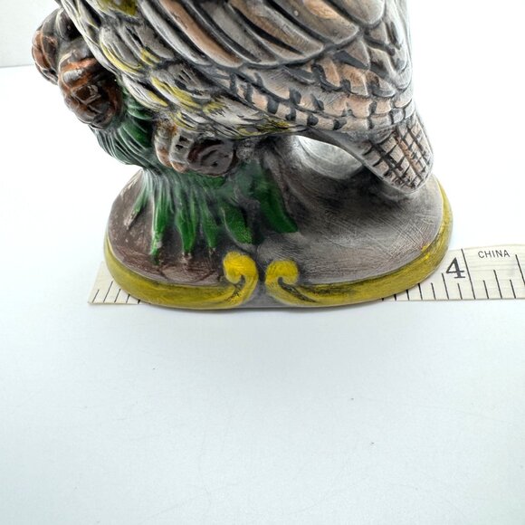 Vintage Hand-Painted Ceramic Owl Figurine Statue With Tree & Acorns - Picture 6 of 10